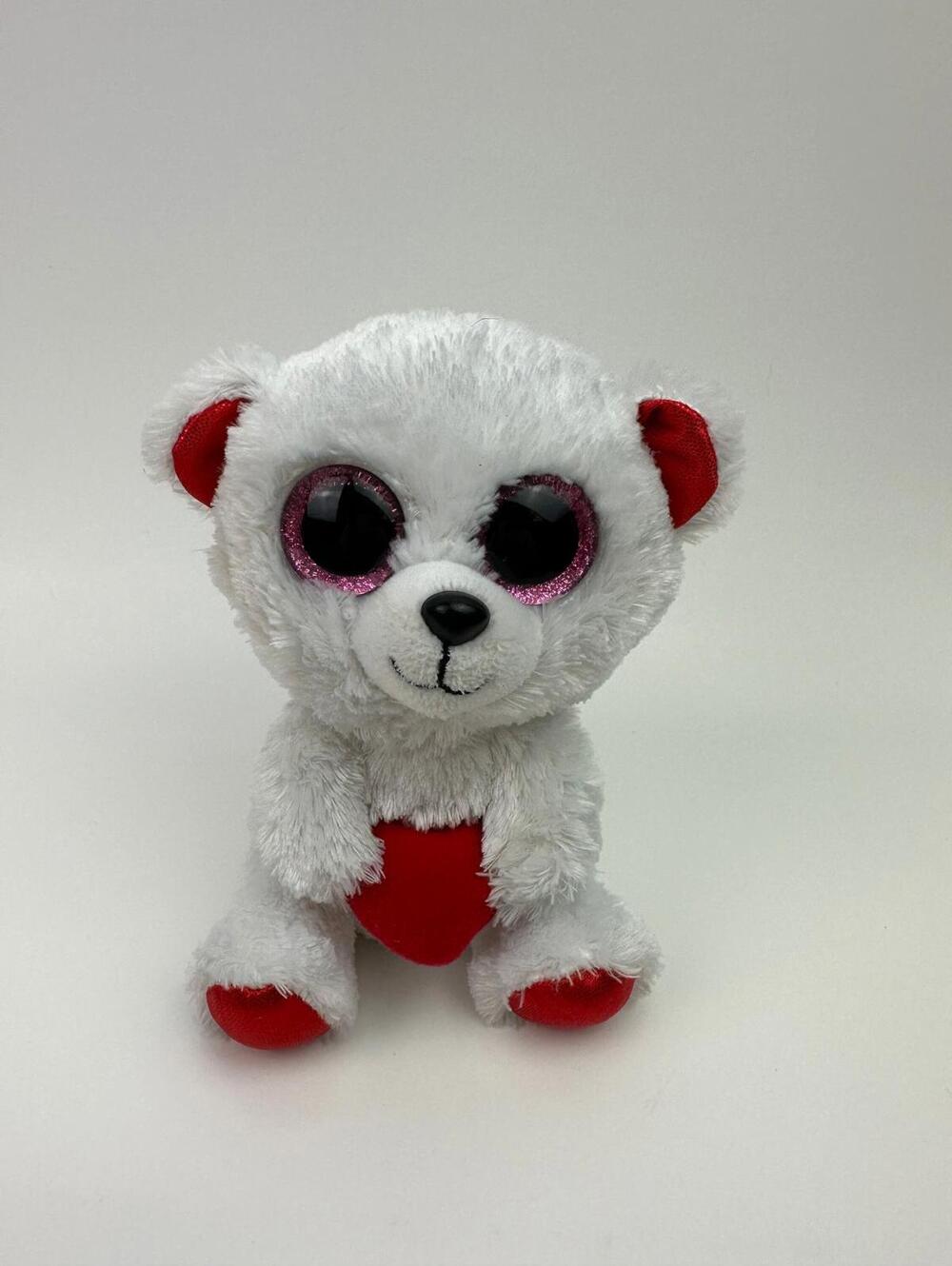 Ty Beanie Boo “Cuddly Bear” the Bear Holding Red Heart - No Hang Tag (6 inch)